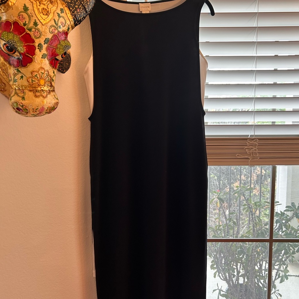 Lot of (2) Chico's Black and Striped Maxi Dresses - Picture 4 of 8